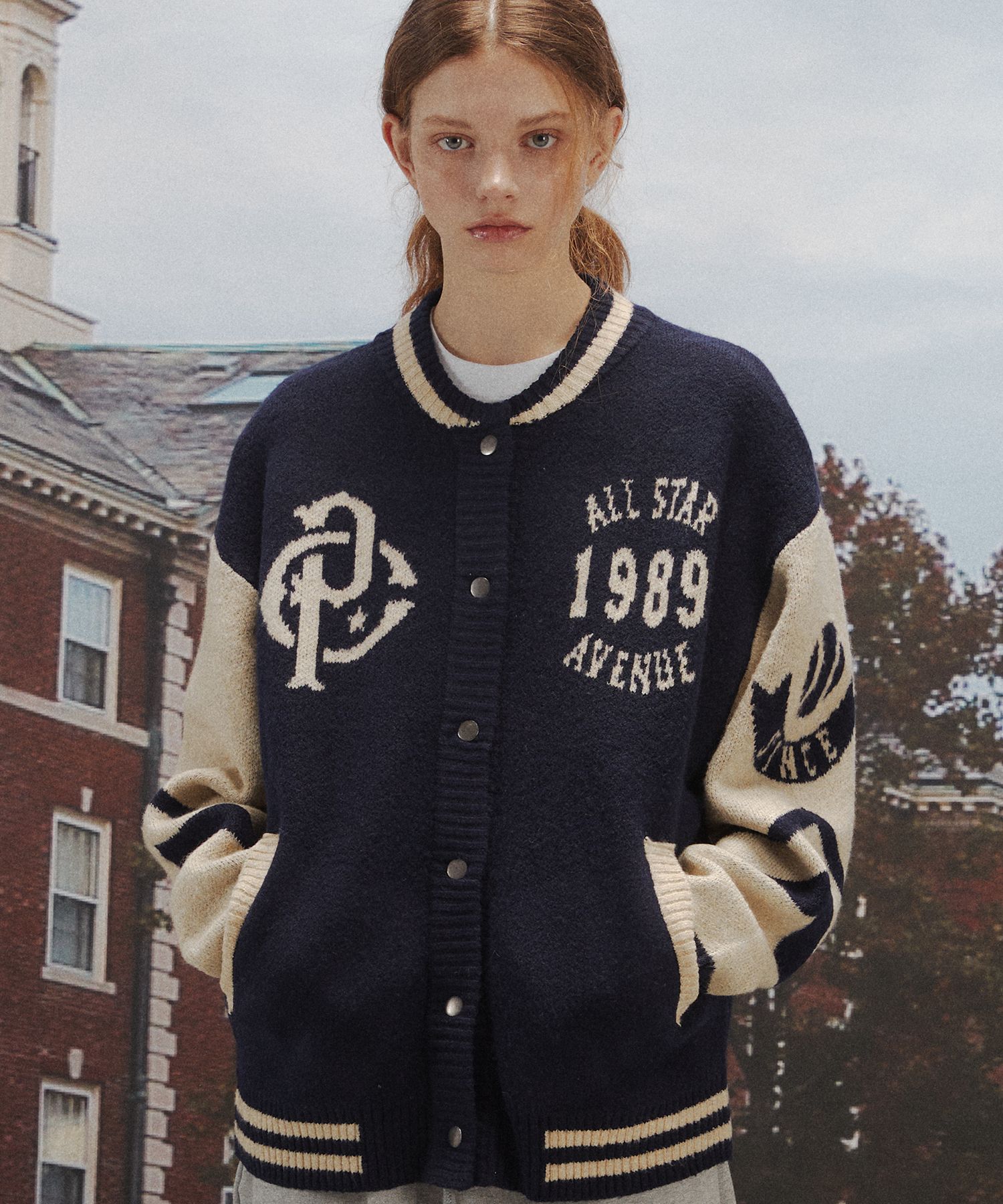 ☆CPGN STUDIO_COMPAGNO☆ 2WAY Varsity Snap Cardigan Navy MUSINSA | CPGN STUDIO [2-WAY] Varsity Snap Cardigan Navy