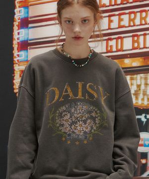 데이지 피그먼트 스웨트셔츠 스모크블랙