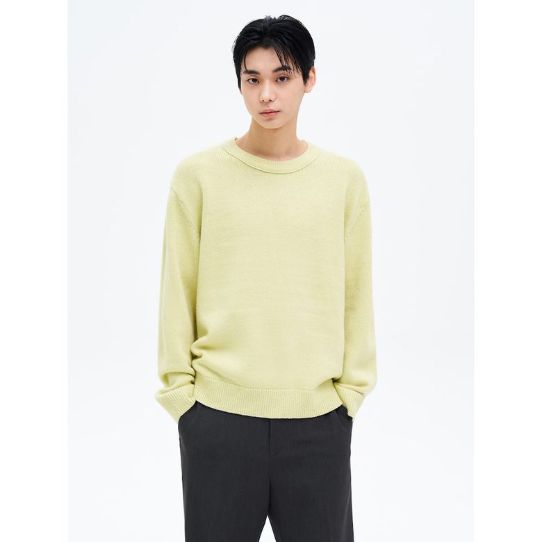 헤비게이지 라운드 니트  라이트 그린