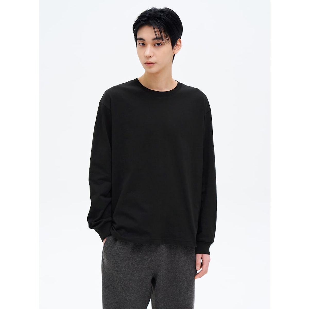 에잇세컨즈(8SECONDS) 데일리 베이직 긴팔티  블랙