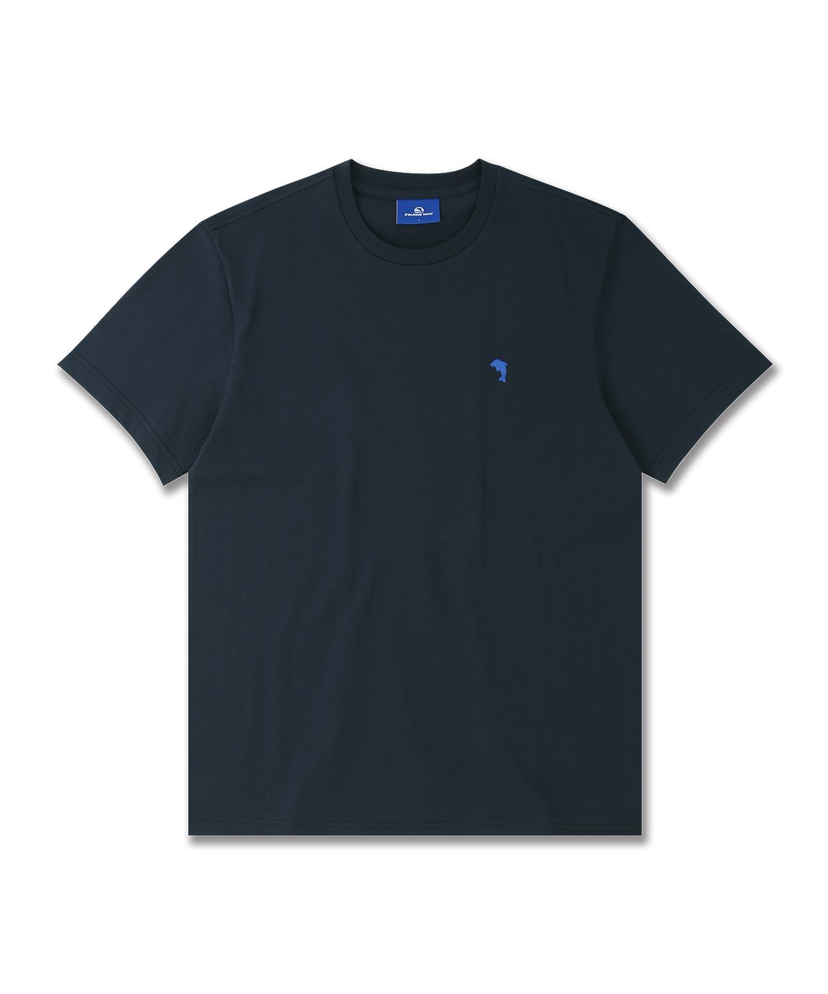 돌핀웨이브어패럴(DOLPHIN WAVE APPAREL) 돌핀 미니 체인자수 16수 반팔티셔츠 네이비