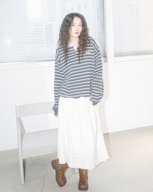 FF STRIPE RUGBY SWEATSHIRT(CHARCOAL)