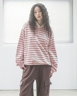 FF STRIPE RUGBY SWEATSHIRT(PINK)
