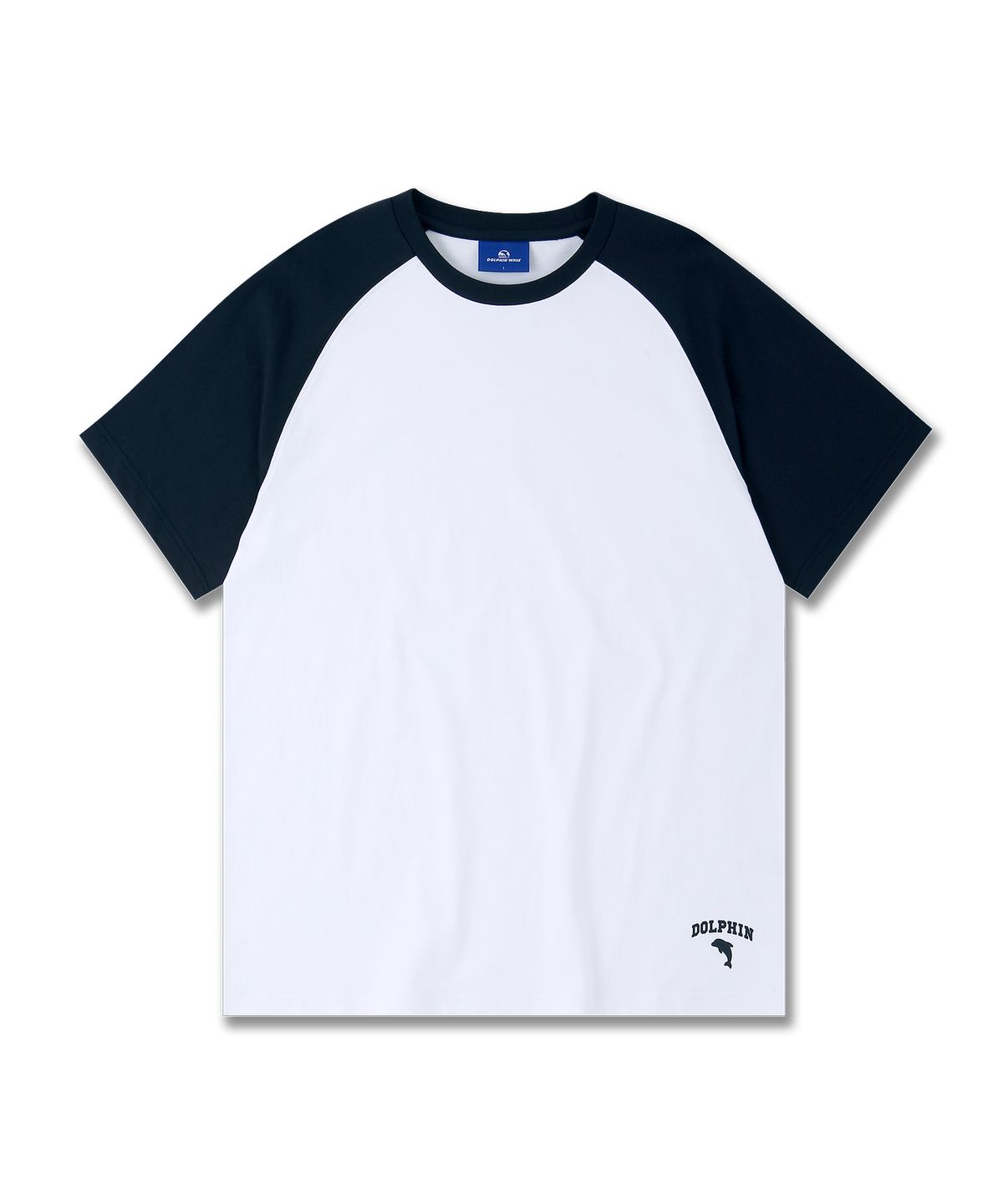 돌핀웨이브어패럴(DOLPHIN WAVE APPAREL) 돌핀 실리콘프린트 라글란 반팔티셔츠 네이비