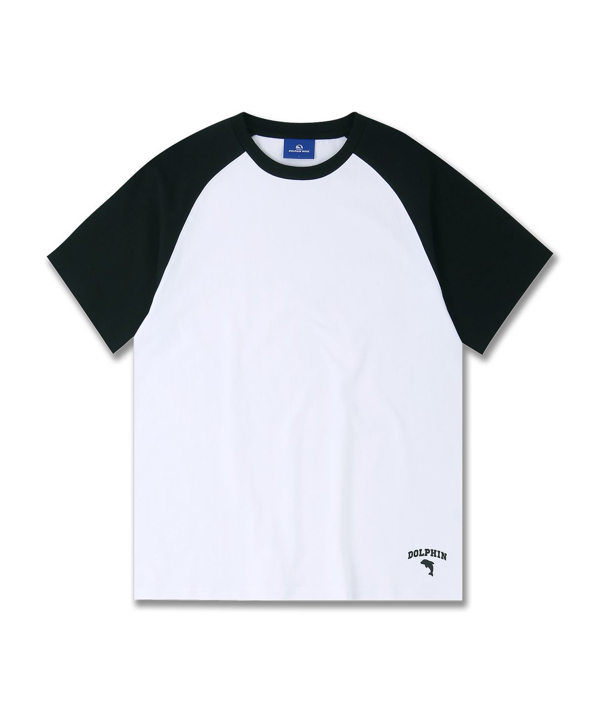 돌핀웨이브어패럴(DOLPHIN WAVE APPAREL) 돌핀 실리콘프린트 라글란 반팔티셔츠 블랙