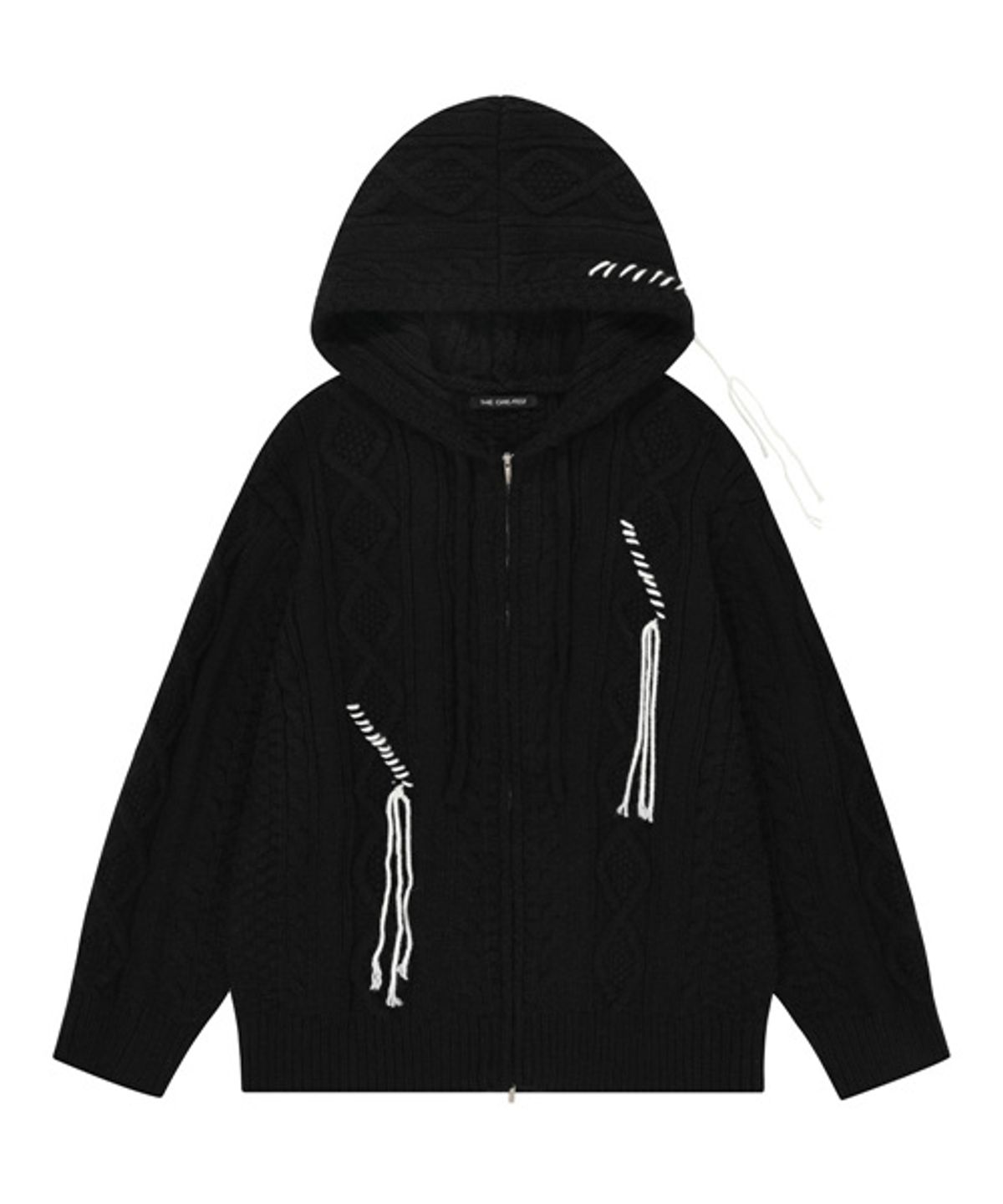 그레이티스트(THE GREATEST) Cable Knit Hood Zip-up Black