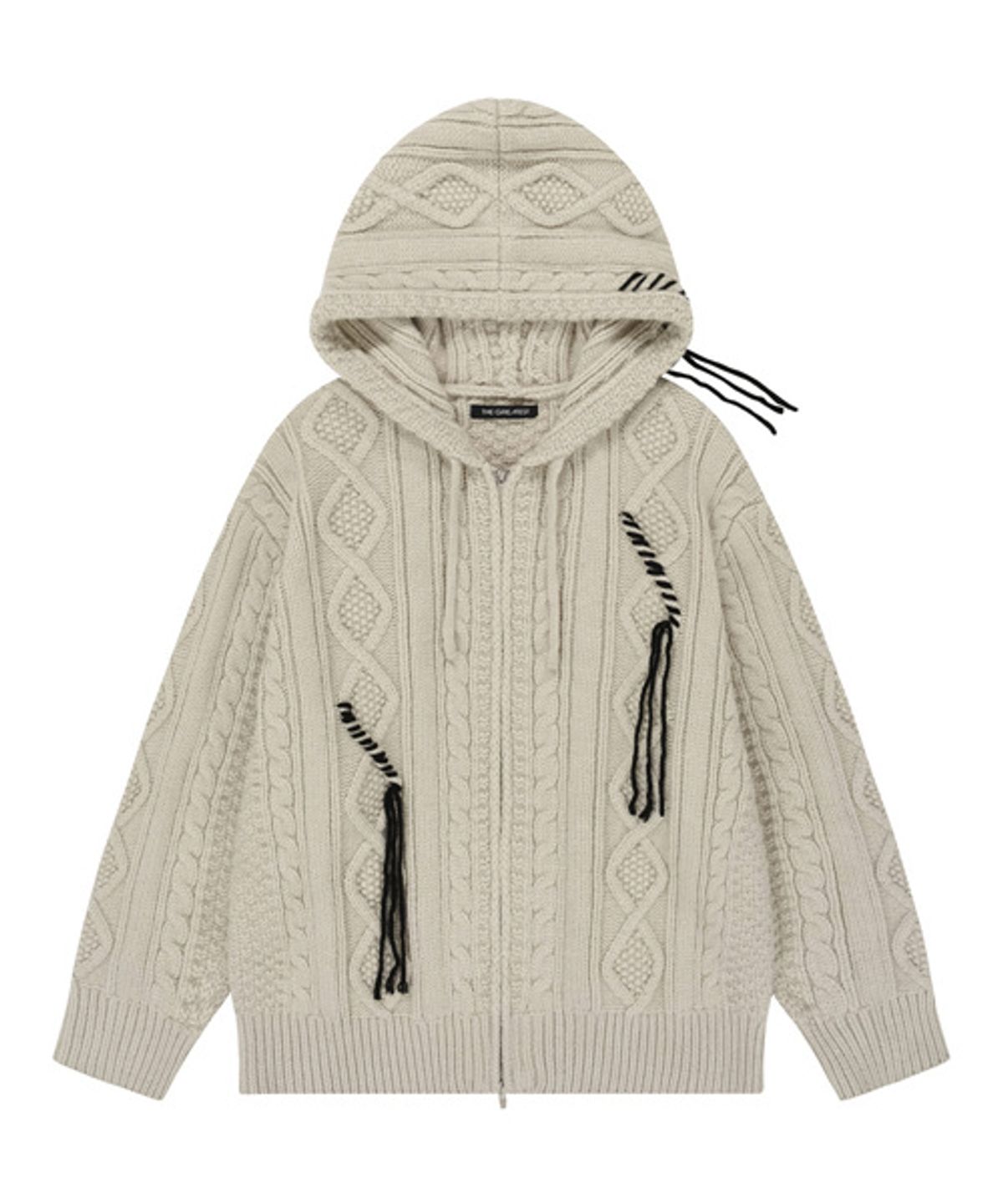 그레이티스트(THE GREATEST) Cable Knit Hood Zip-up Beige