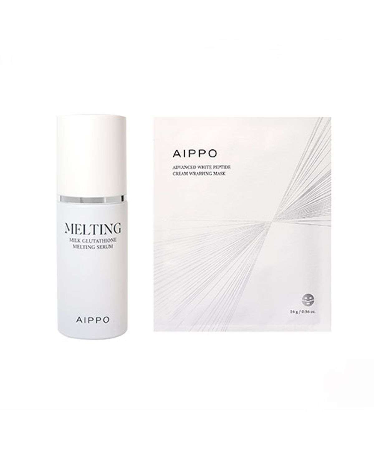 아이뽀(AIPPO) 밀크 글루타치온 멜팅 세럼 + 어드밴스드 화이트 펩타이드 크림 랩핑 마스크 10매입