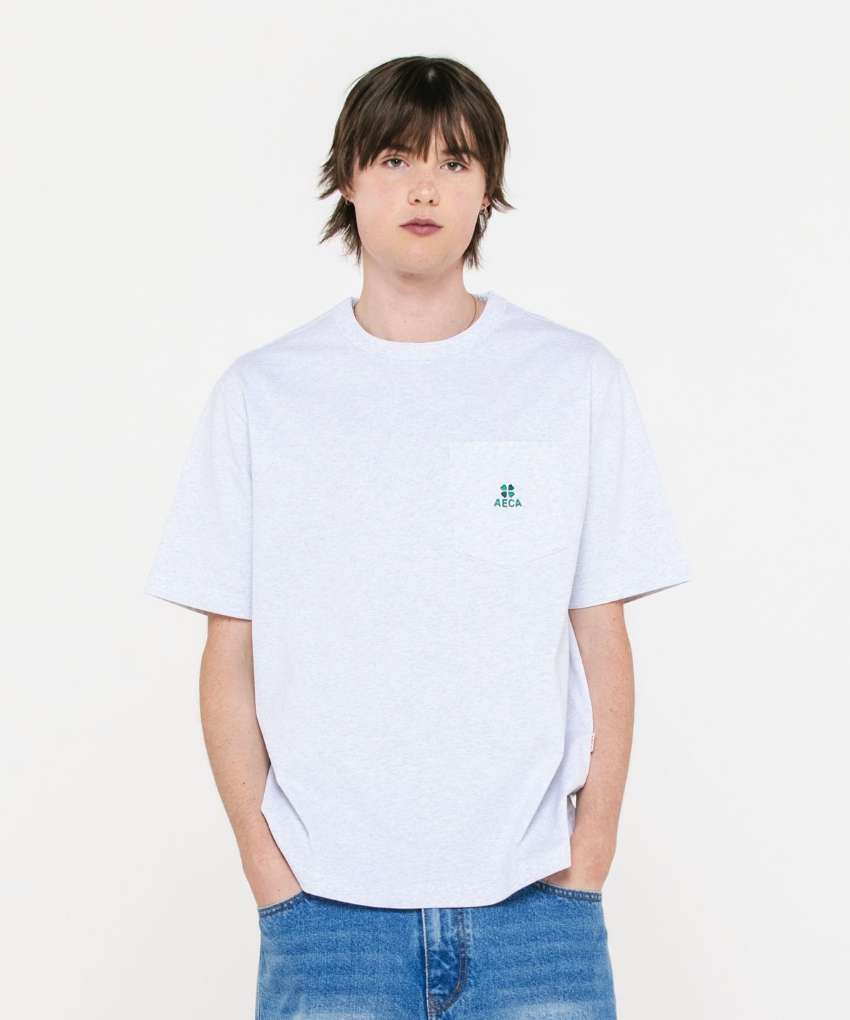 에이카화이트(AECA) EVERYDAY AECA CLOVER POCKET TEE-LIGHT GREY