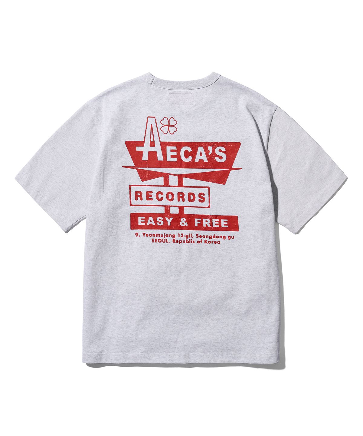 에이카화이트(AECA) AECA RECORD SHOP HALF SLEEVE TEE-LIGHT GREY
