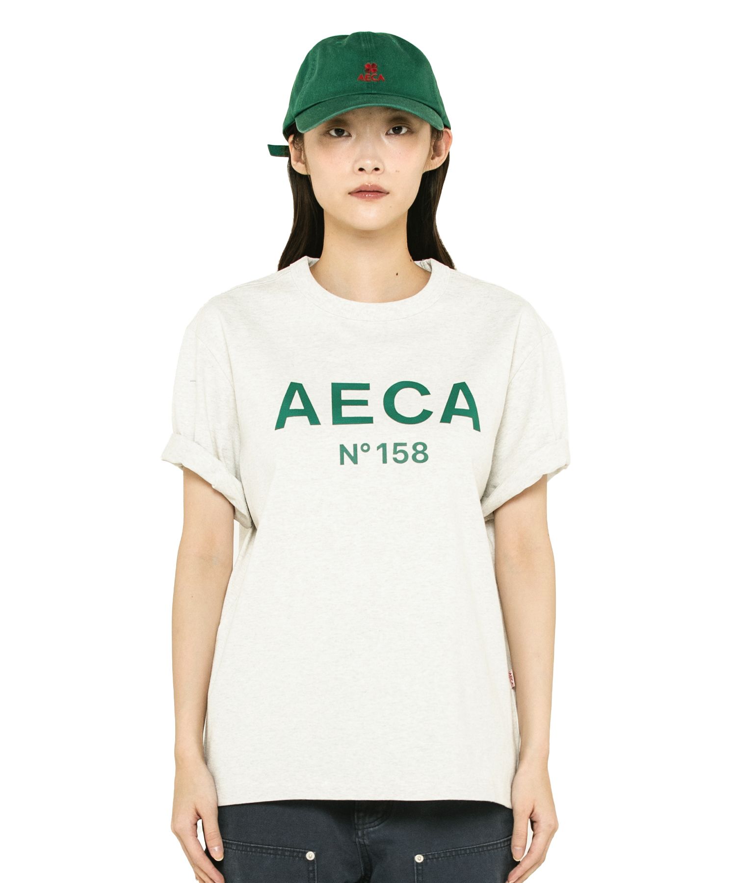Tシャツ・カットソー AECA WHITE BIG LOGO SWEATSHIRTMELANGE OATMEAL AWCMFWBDTSSSO0 MUSINSA | AECA WHITE AECA BIG LOGO TEE-OATMEAL/GREEN
