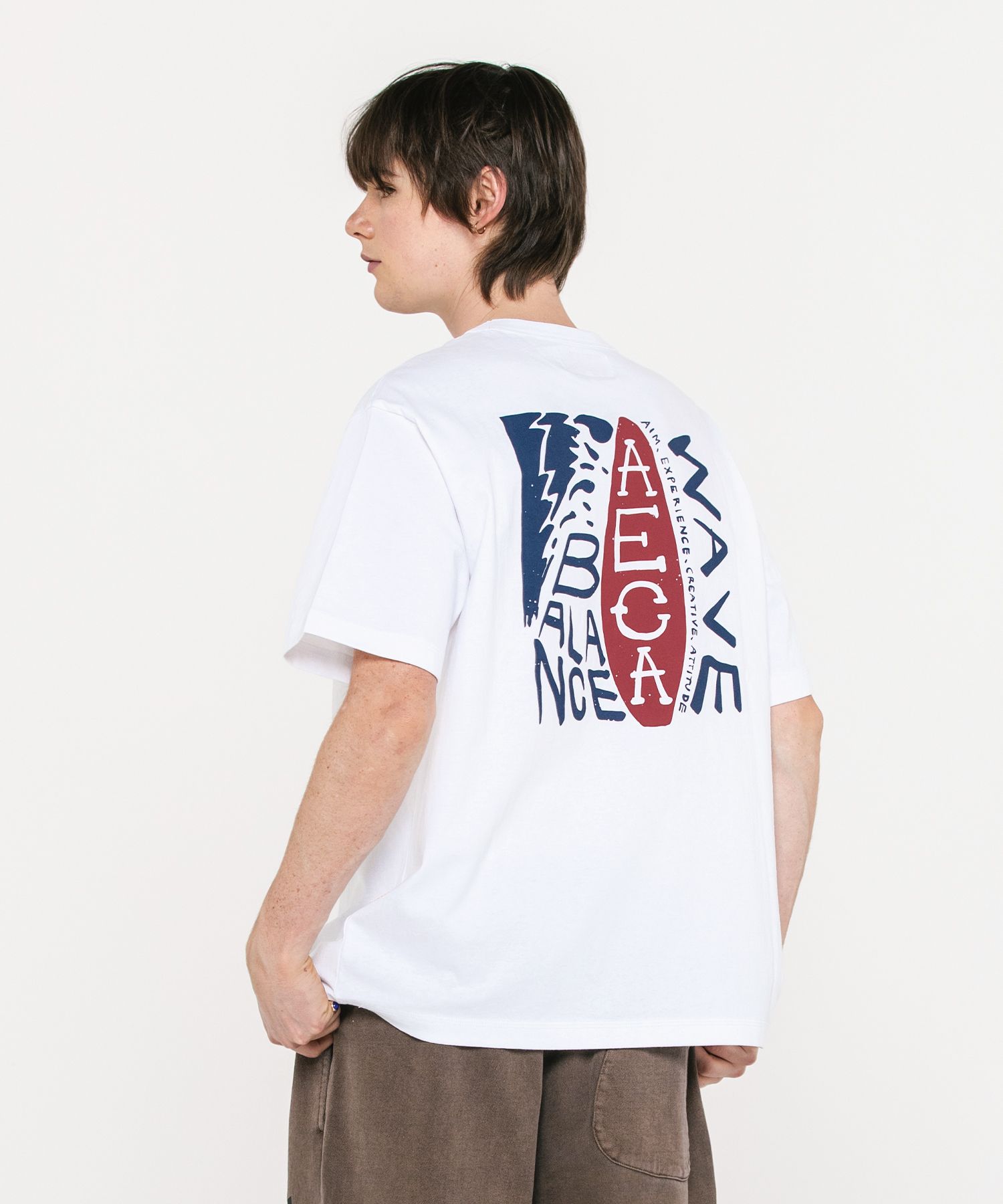 【韓国 AECA WHITE】BALANCE WAVE WAVE HALF SLEEVE-WHITE 에이카화이트(AECA) BALANCE WAVE WAVE HALF SLEEVE-WHITE