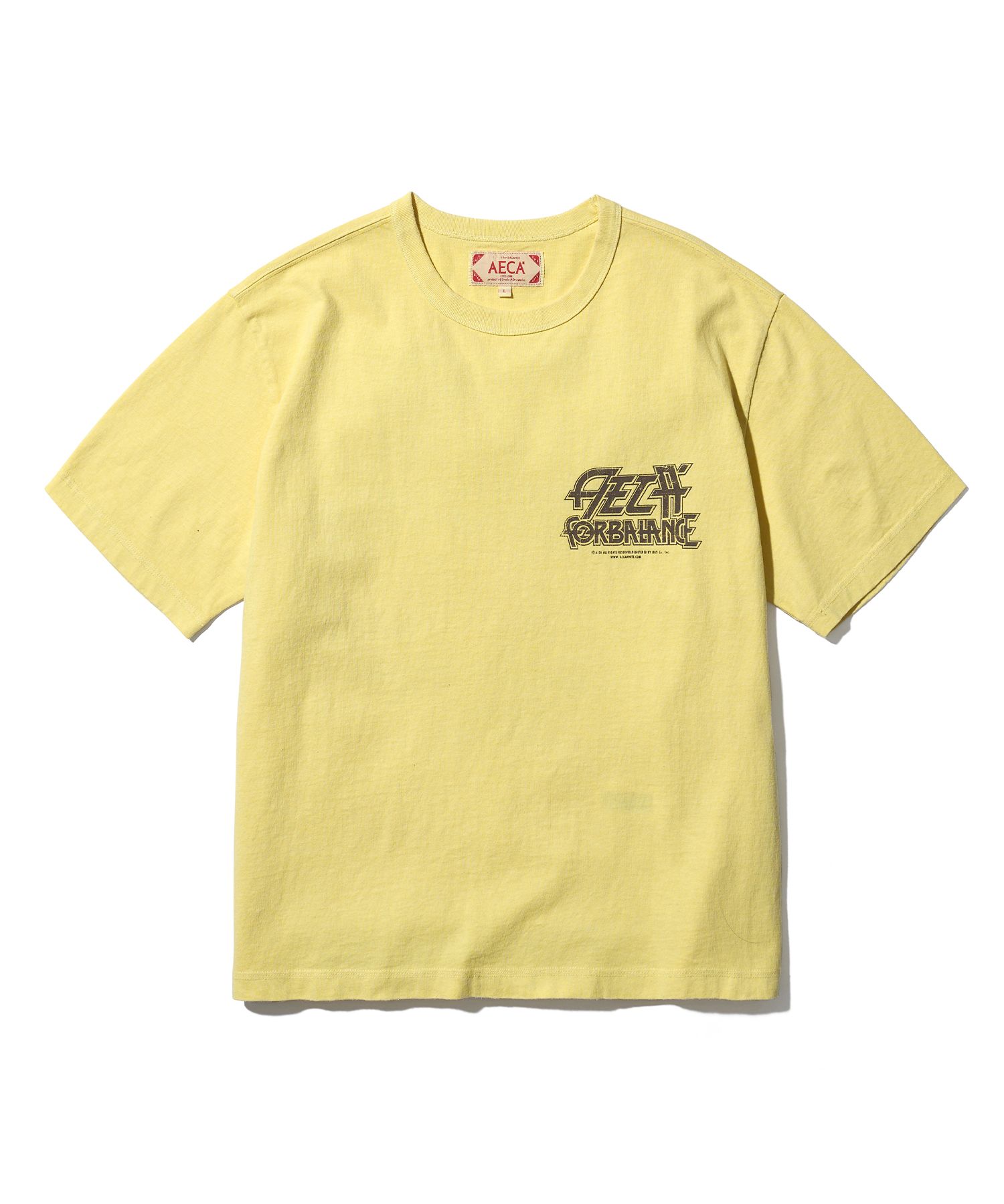 AECA☆ AECA BALANCE WAVE HALF SLEEVE-WASHED YELLOW 送料無料 에이카화이트(AECA) BALANCE TOUR HALF SLEEVE-WASHED YELLOW