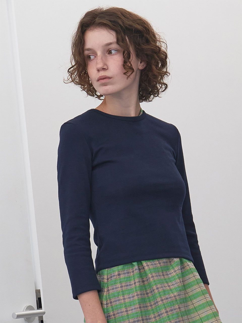 ENZO BLUES ♥ Basic 3/4 sleeve shirt / 追跡付 MUSINSA | ENZO BLUES Basic 3/4 Sleeve Shirt (Navy)