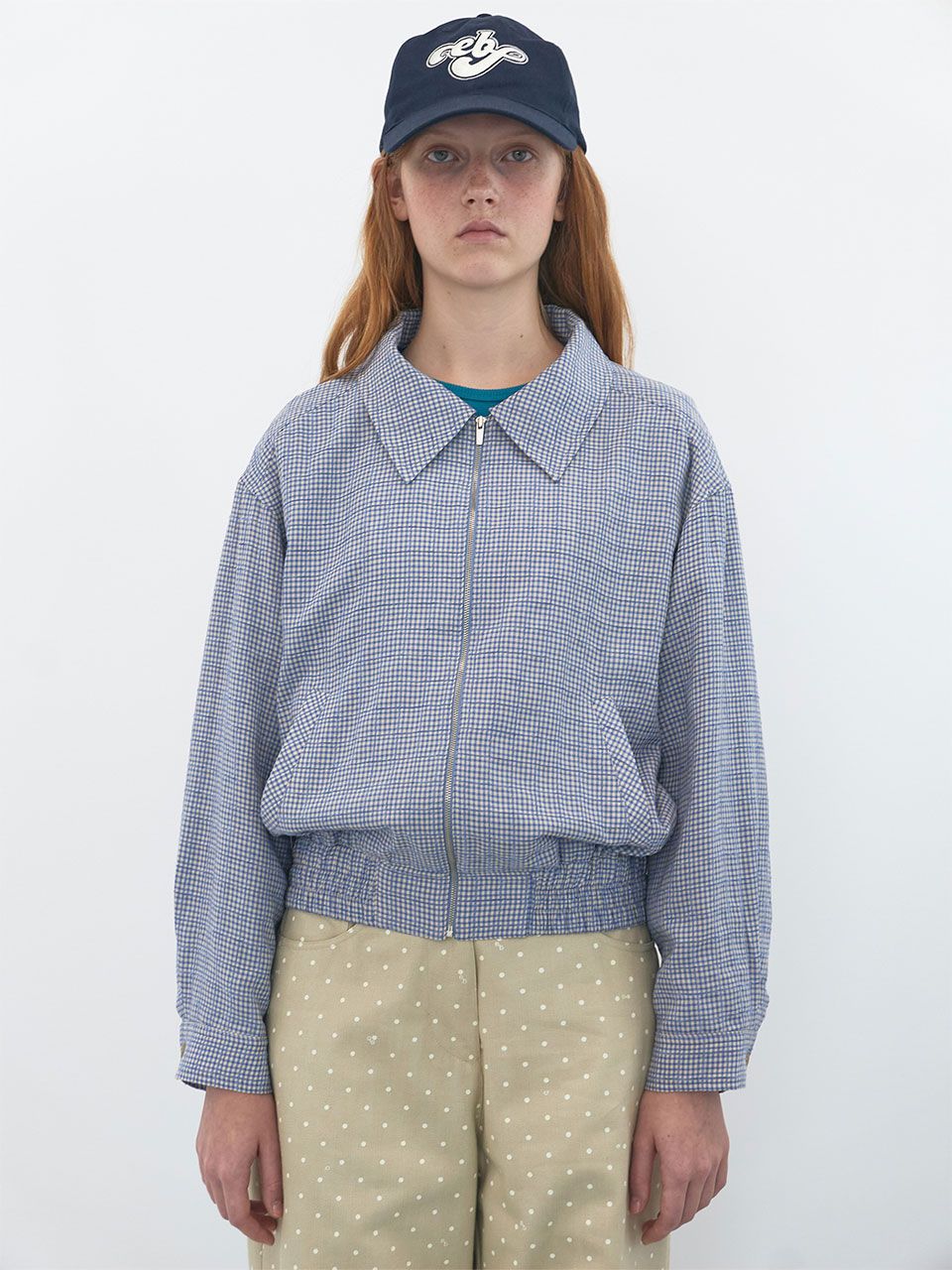 【ENZO BLUES】Gingham Checked Blouson Jacket ★人気★ 追跡付 MUSINSA | ENZO BLUES Gingham Check Blue Jacket (Blue)