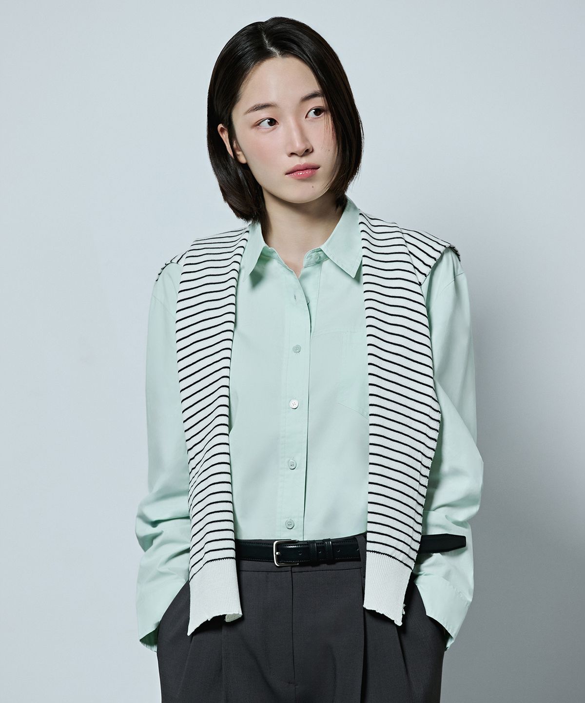 마인드브릿지 우먼(MIND BRIDGE WOMEN) [W]숄 레이어드 셔츠 - 2color