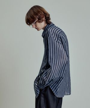 시어 스트라이프 셔츠 네이비