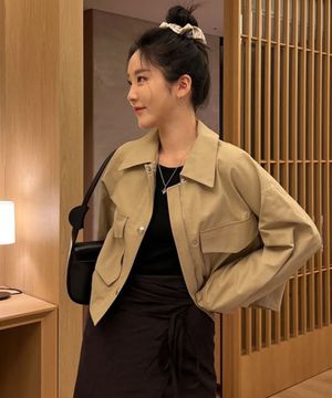 [W]크롭 집업 트러커 자켓 - 2color