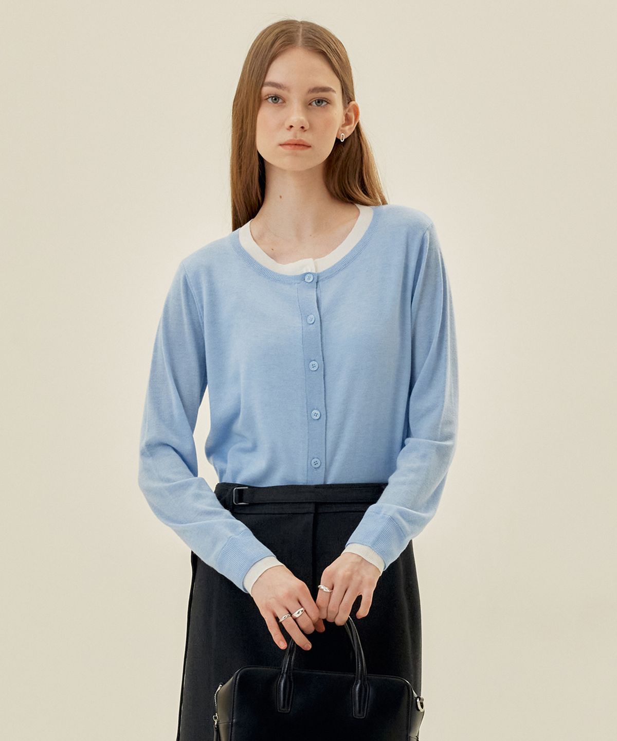 마인드브릿지 우먼(MIND BRIDGE WOMEN) [W][COUTURE]울 혼방 레이어드 가디건 - 2color