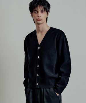 오디너리 LD 울 코튼 크롭 가디건 블랙