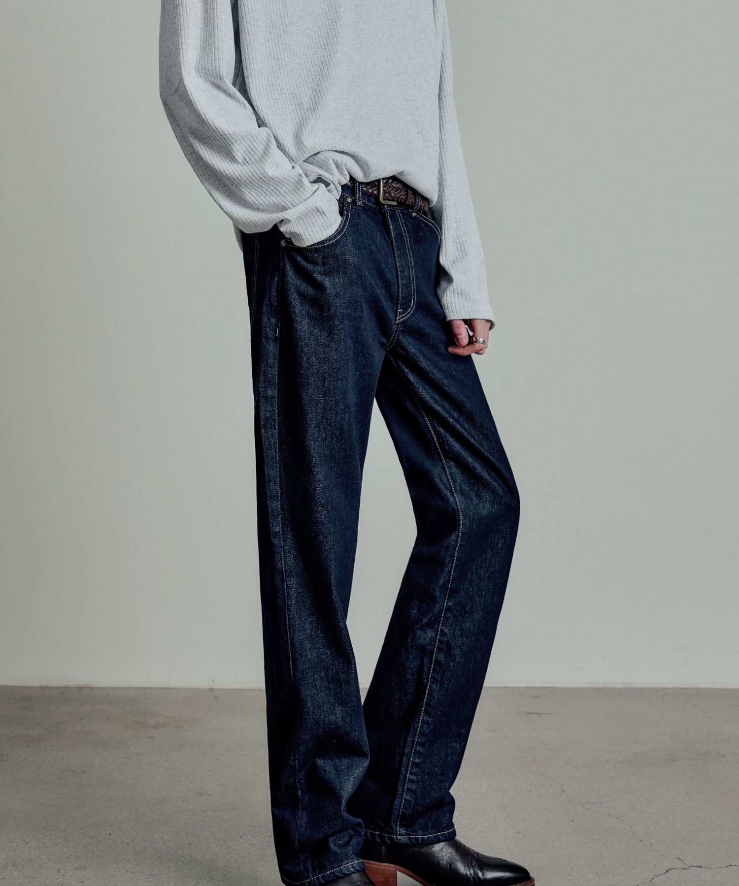 メンズ LMOOD エルムード あきら フレア デニム ヴィンテージ ブルー 48