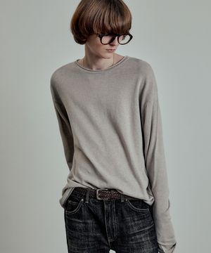 슬렌더 린넨 코튼 롱 슬리브 니트 ( 3COLOR )