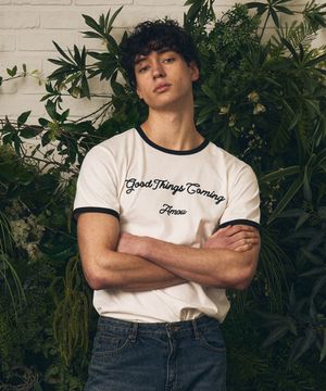 Good things coming arch logo ringer half T-shirts white