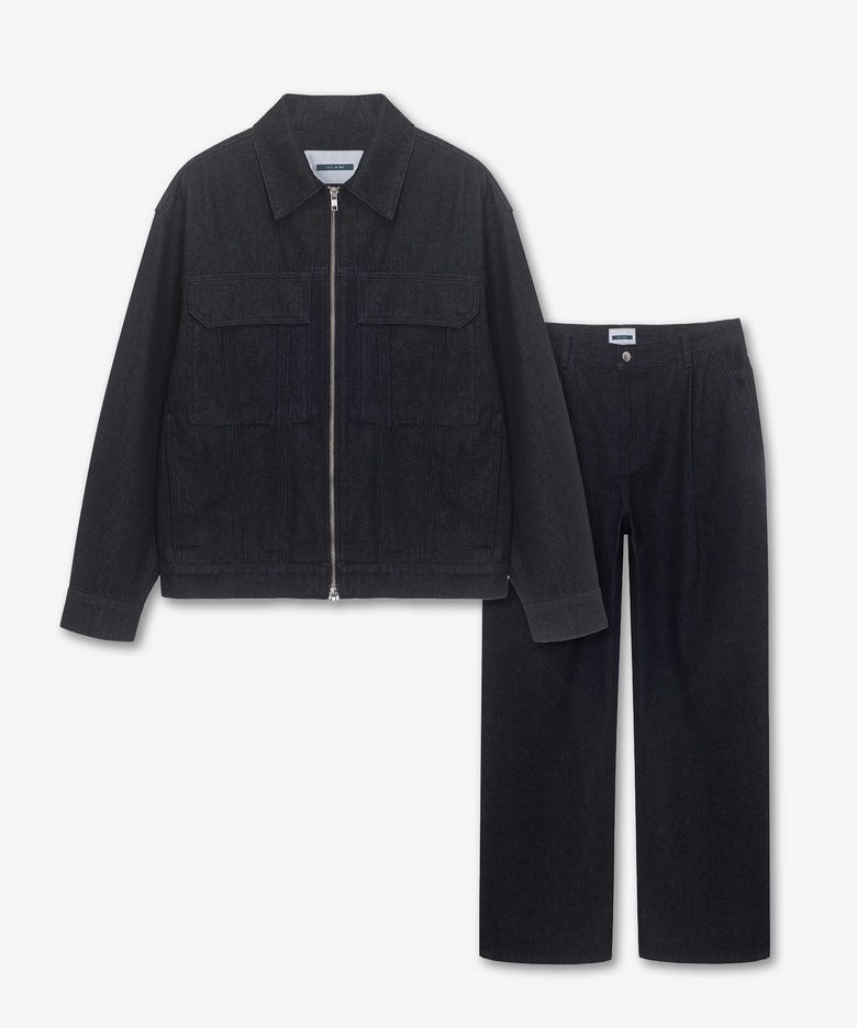 [SET]로우 데님 트러커 셋업