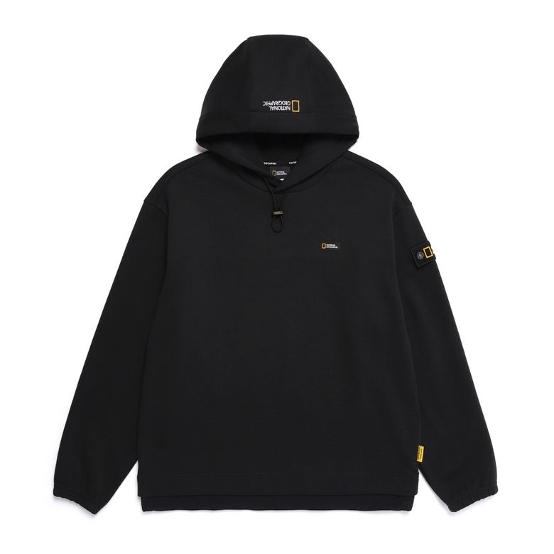 N251UHD090 하이브리드 세미오버핏 후드티셔츠 CARBON BLACK