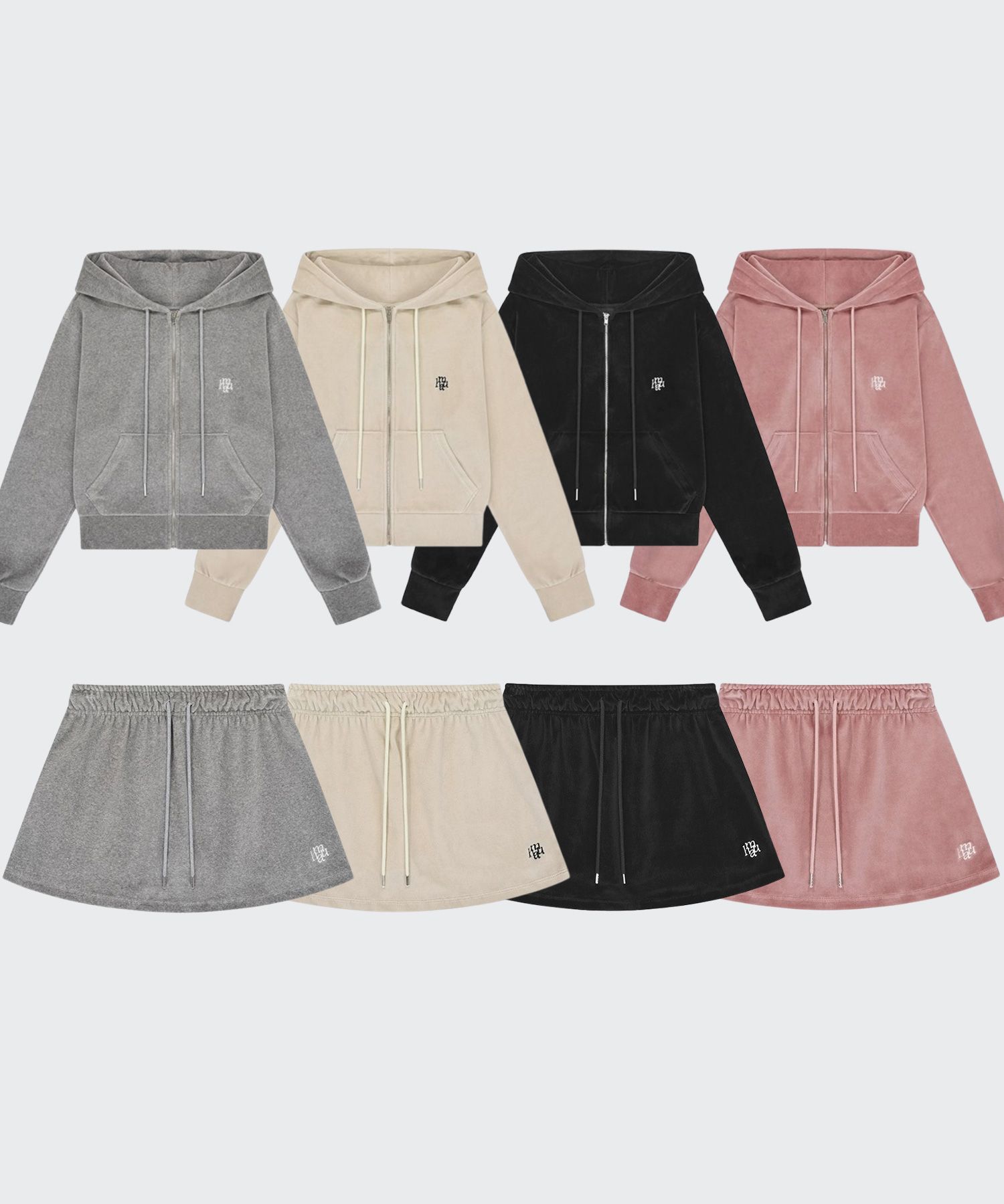 セットアップ muahmuah SET velor training hood zip-up skirt set-up 4 color MUSINSA | MUAHMUAH [SET] Velour Training Hooded Skirt Set [4