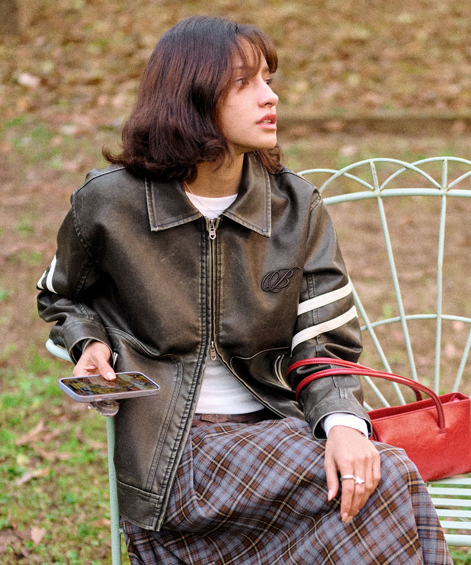 ◇BITTER CELLS◇ Line Leather Jacket(Washed)Beige BITTER CELLS Star Leather Jacket(Washed)(Overfit)