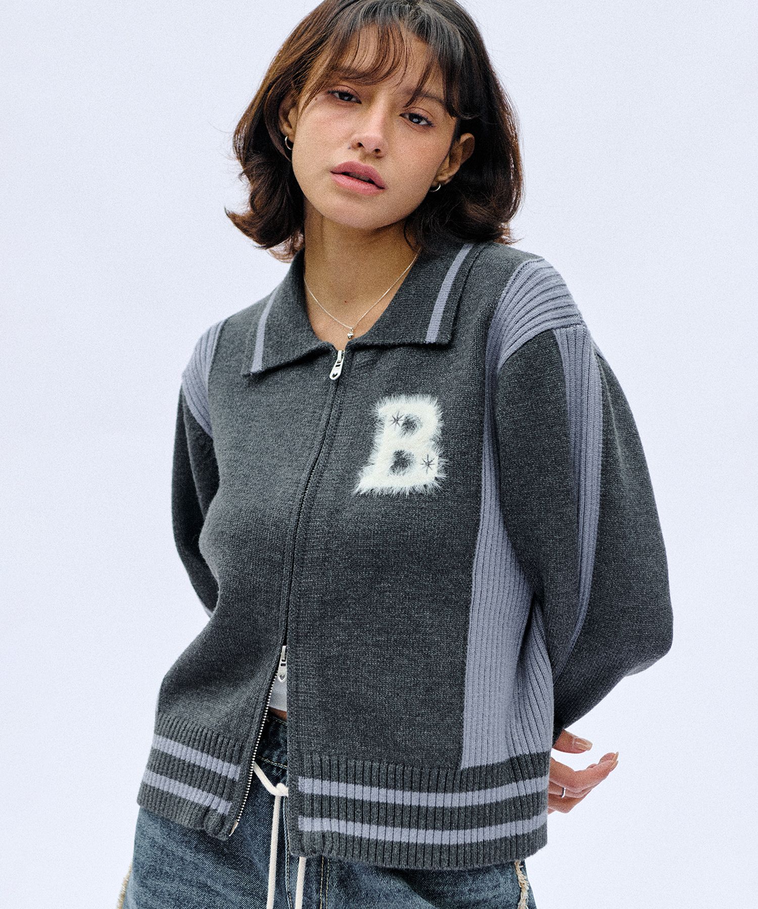 【BITTER CELLS】 Maron Soft Knit ZIp Up / 追跡付 MUSINSA公式 | BITTERCELLS Marron Soft Knit Zip-up - Blue