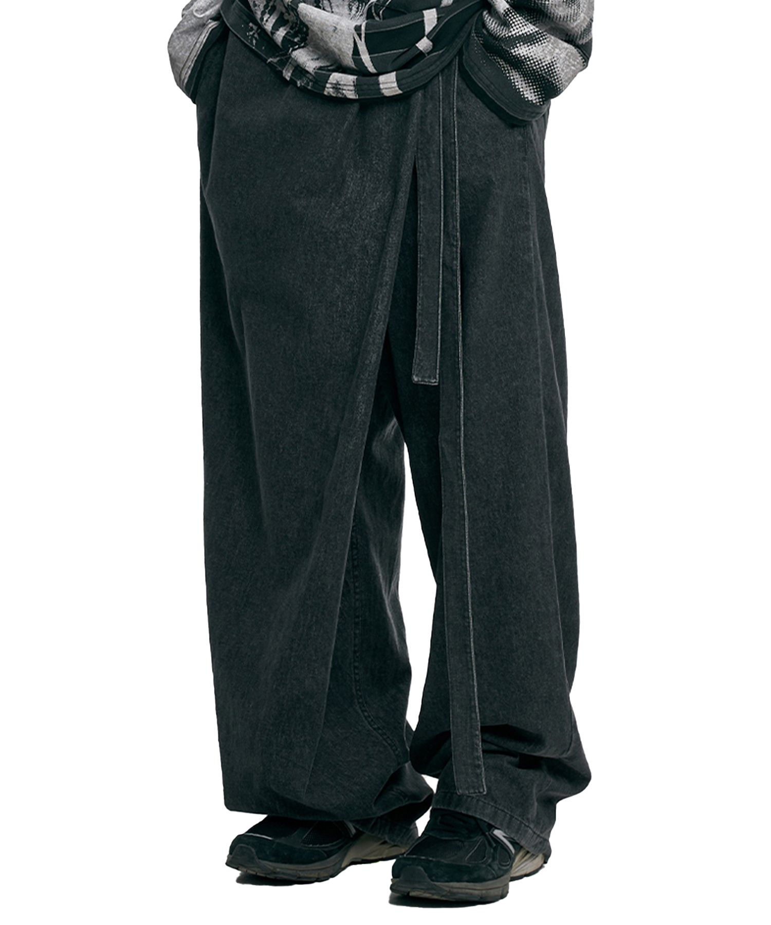 【AJO AJOBYAJO】25SS★ Wool Blend Asymmetrical Long Skirt PT MUSINSA | AJOBYAJO Asymmetrical Long Skirt Denim Pants [BLACK]