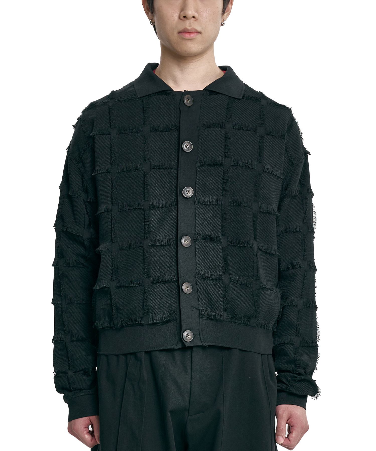 【AJO AJOBYAJO】25SS★ Fringe Check Cardigan MUSINSA | AJOBYAJO Fringe Check Cardigan [BLACK]