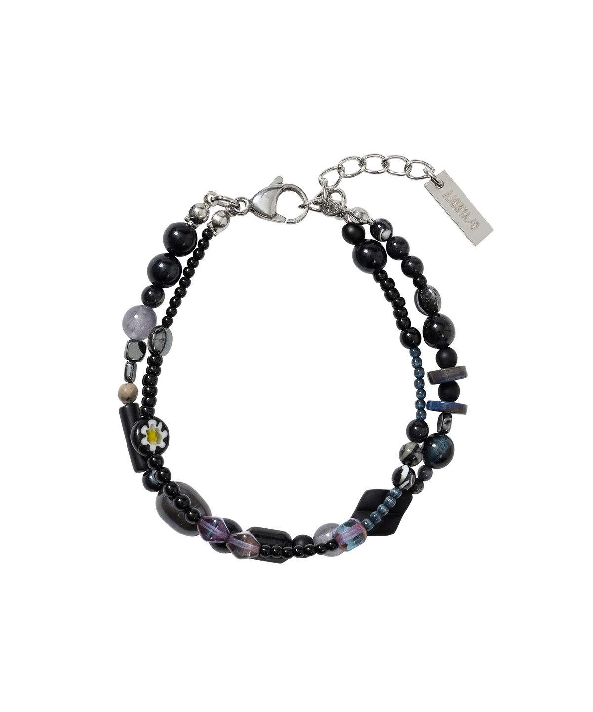 아조바이아조(AJOBYAJO) Black Light Beads Layered Bracelet [BLACK]