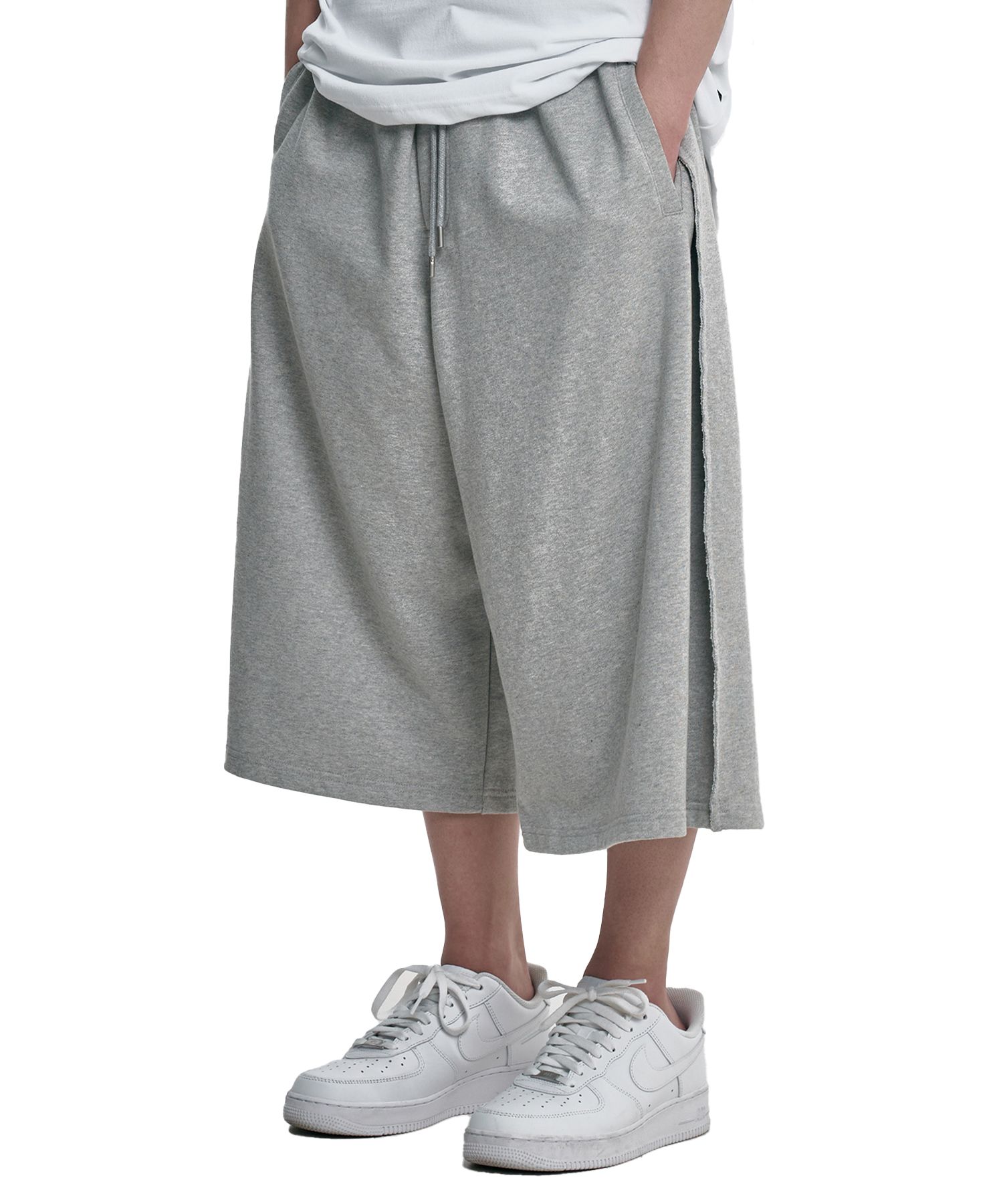 MUSINSA | AJOBYAJO One Tuck Jersey Bermuda Shorts [MELANGE GREY]