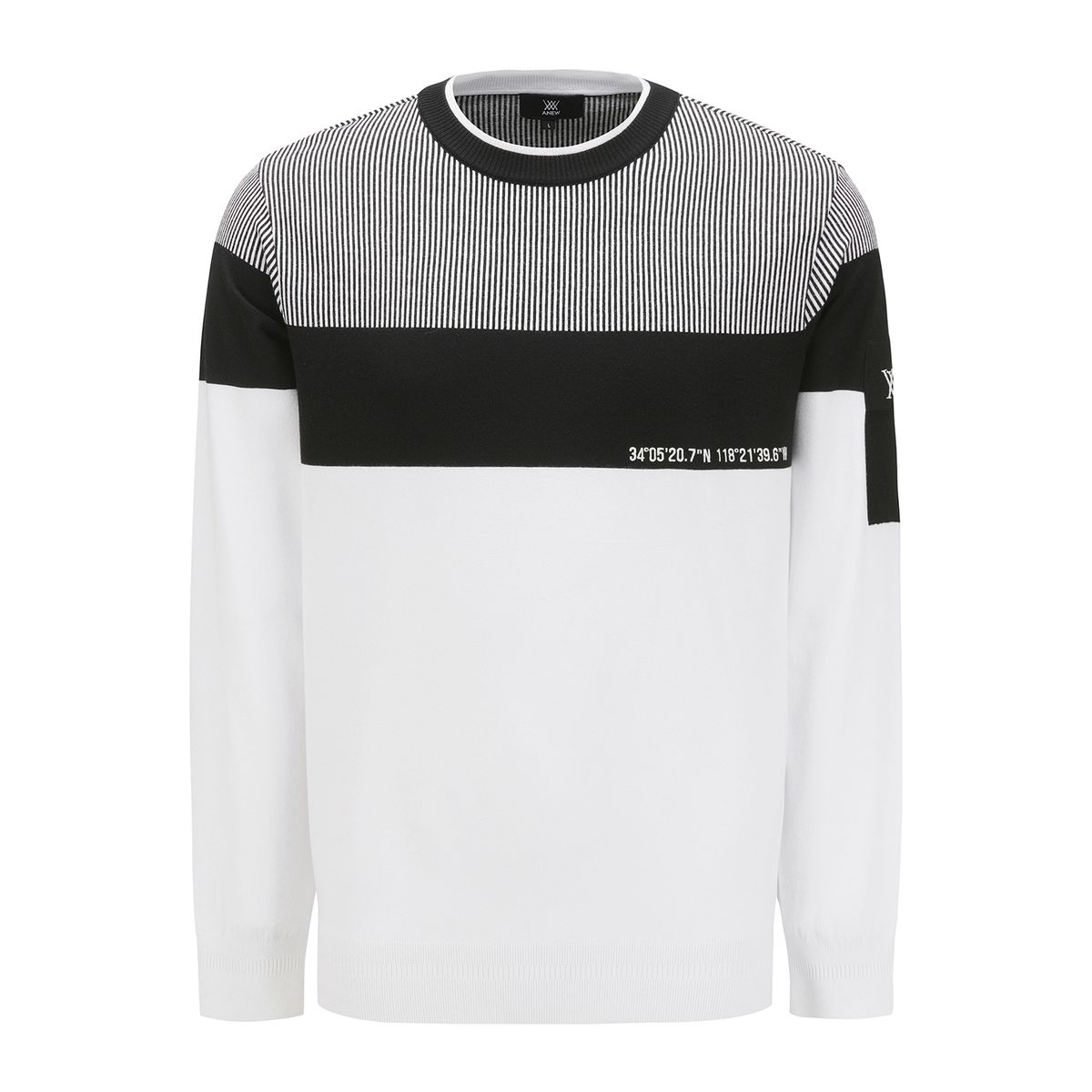 어뉴골프(ANEW GOLF) MEN SP STRIPE BLOCK SWEATER_WH