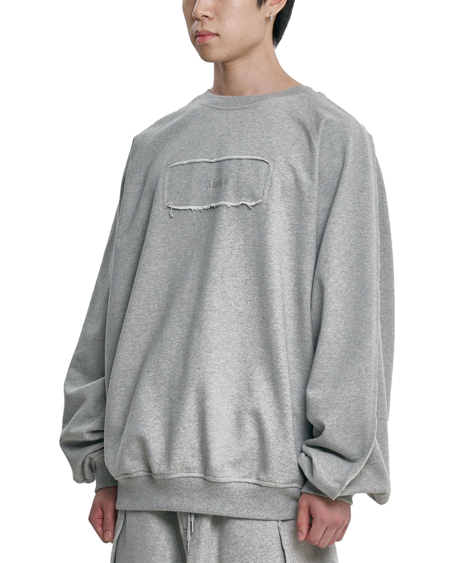【AJO AJOBYAJO】25SS★ Raw Edge Batwing Sweatshirt MUSINSA | AJOBYAJO Raw Edge Batwing Sweatshirt [MELANGE GREY]