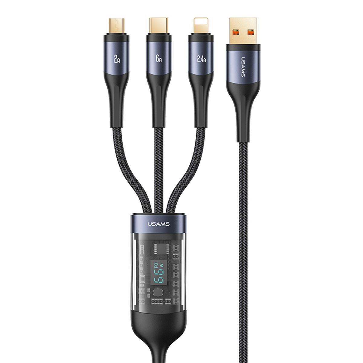 유삼스(USAMS) 3-in-1 66W 디지털디스플레이 고속 충전 케이블