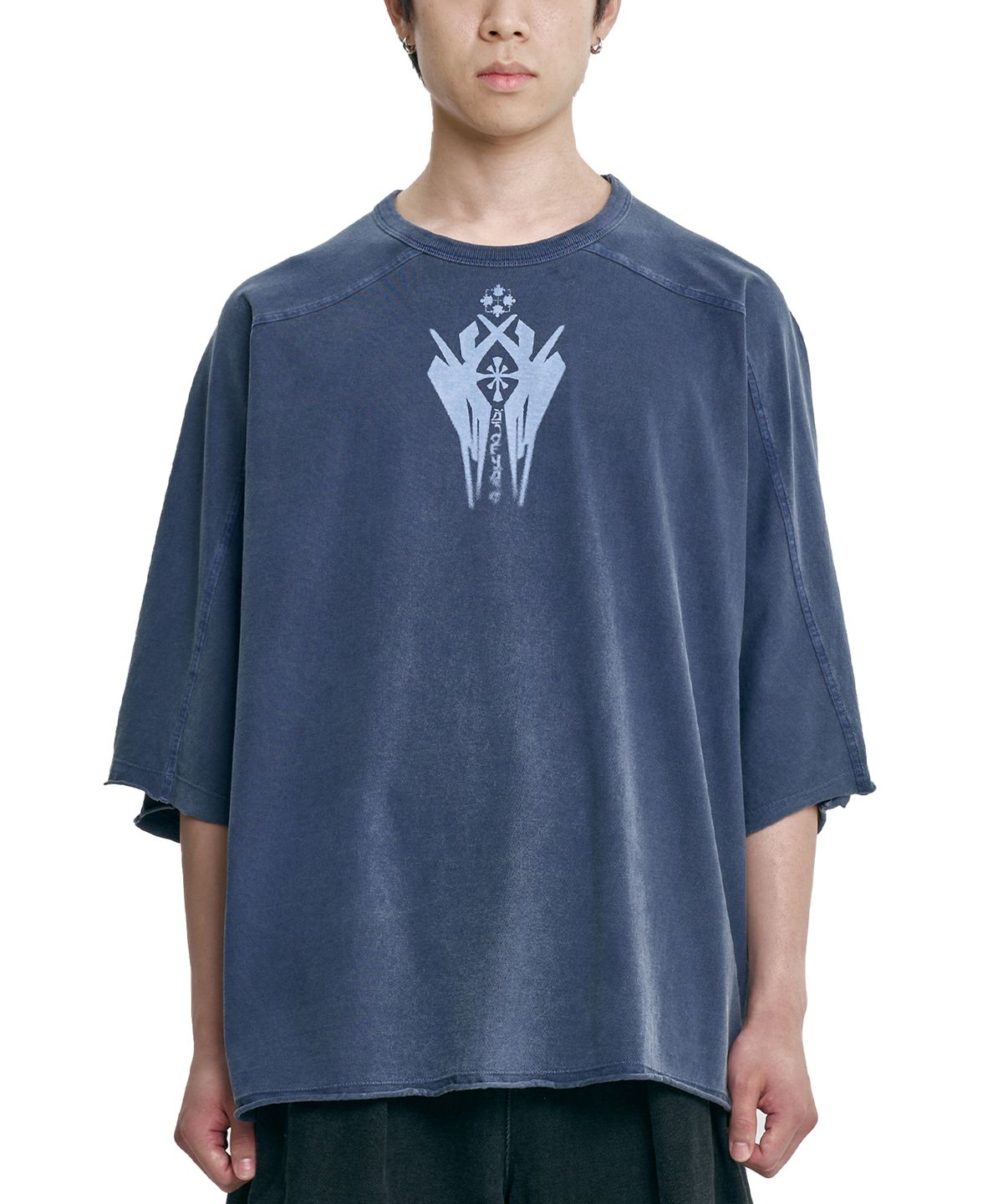 아조바이아조(AJOBYAJO) Cross Symbol Washed Raglan T-Shirt [BLUE]