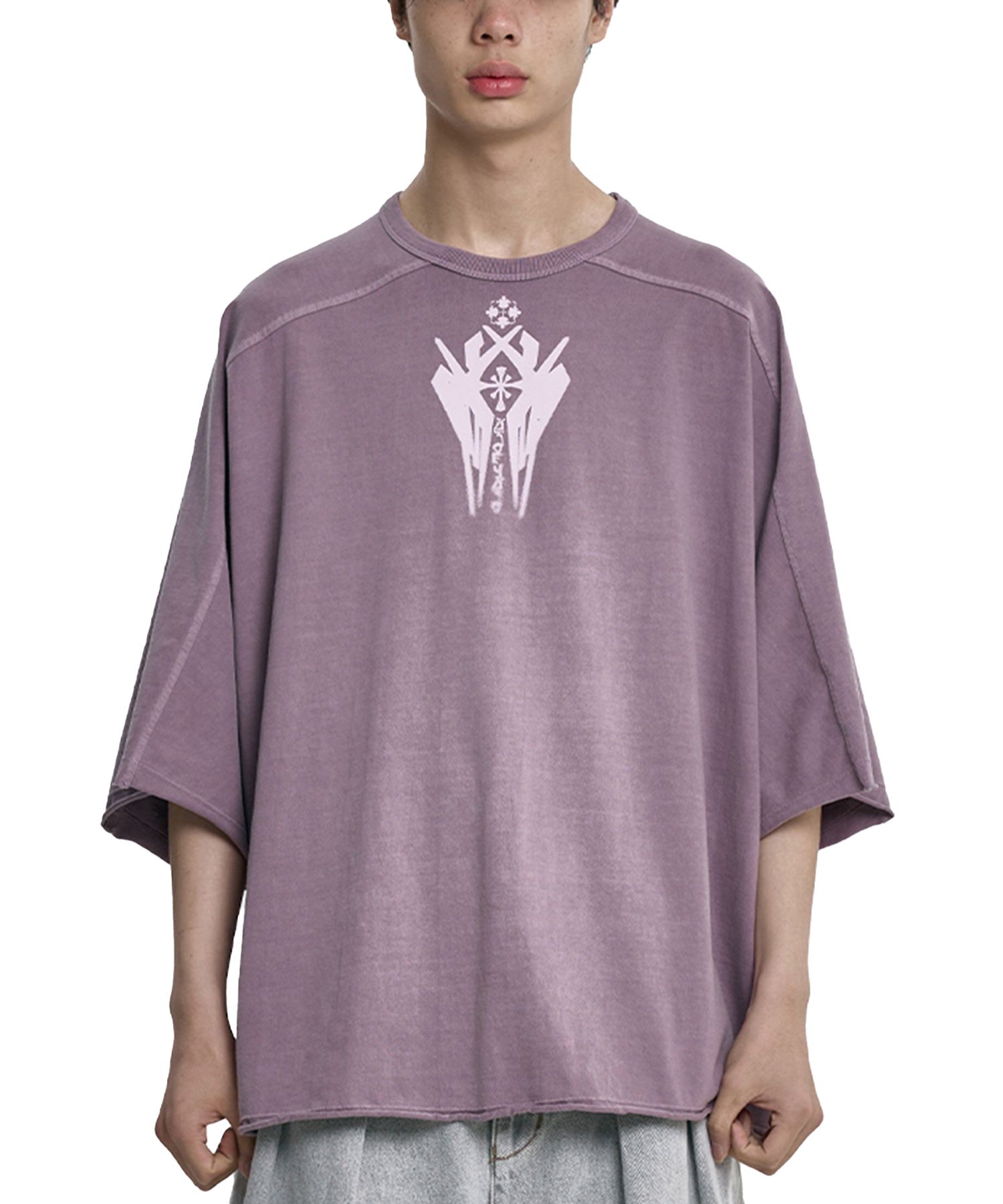 【AJO AJOBYAJO】25SS★ Cross Symbol Washed Raglan T-Shirt MUSINSA | AJOBYAJO Cross Symbol Washed Raglan T-Shirt [PINK]