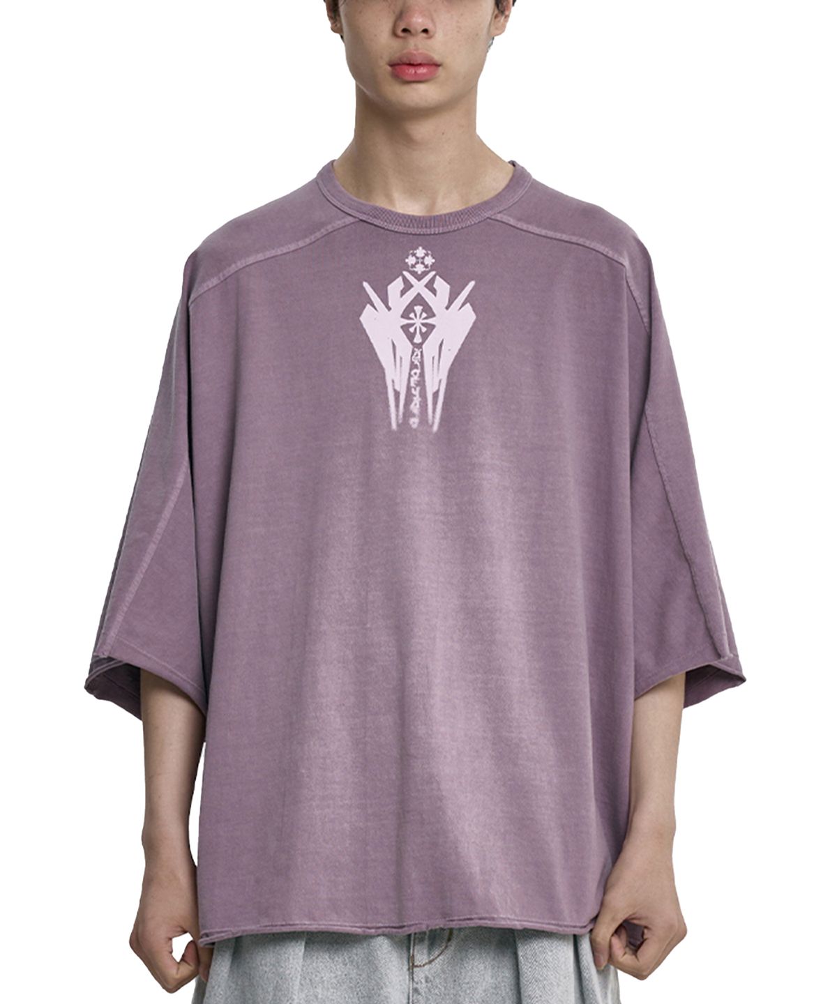 아조바이아조(AJOBYAJO) Cross Symbol Washed Raglan T-Shirt [PINK]