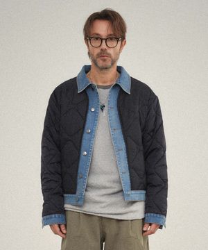 데님 레이어 퀼팅 자켓_NAVY