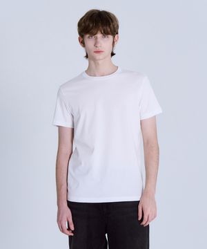 면30수 레귤러핏 라운드 무지 반팔티셔츠 화이트 LATS0126