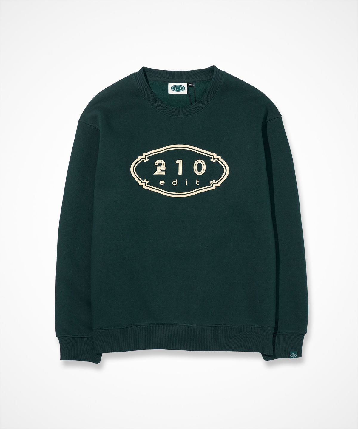 210에디트(210EDIT) 빈티지 로고 기모 맨투맨 [딥 그린]_ZE4TS070