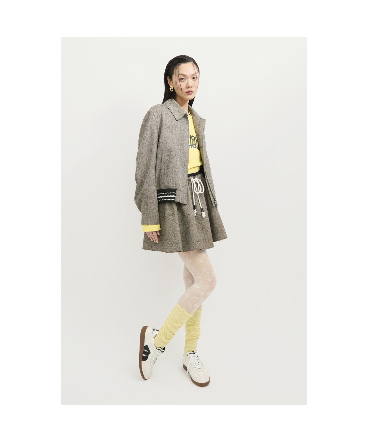 럭키슈에뜨(LUCKY CHOUETTE) Hem Ribbed Herringbone Jumper (brown) LFUAS25100BRX