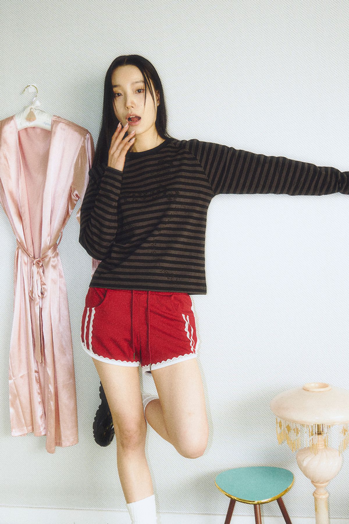 프렌다(PRENDA) VINTAGE LOGO STRIPE LONG SLEEVE BLACK