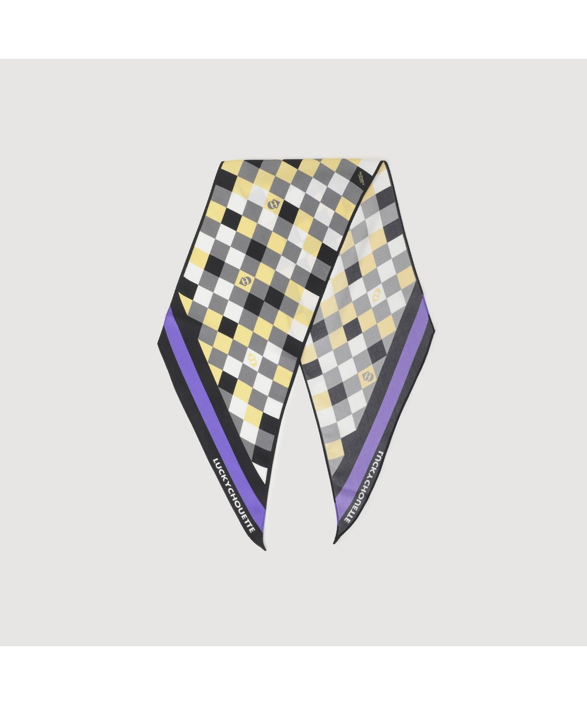 럭키슈에뜨(LUCKY CHOUETTE) Check Twilly Scarf (yellow) LXAJM25120YEX