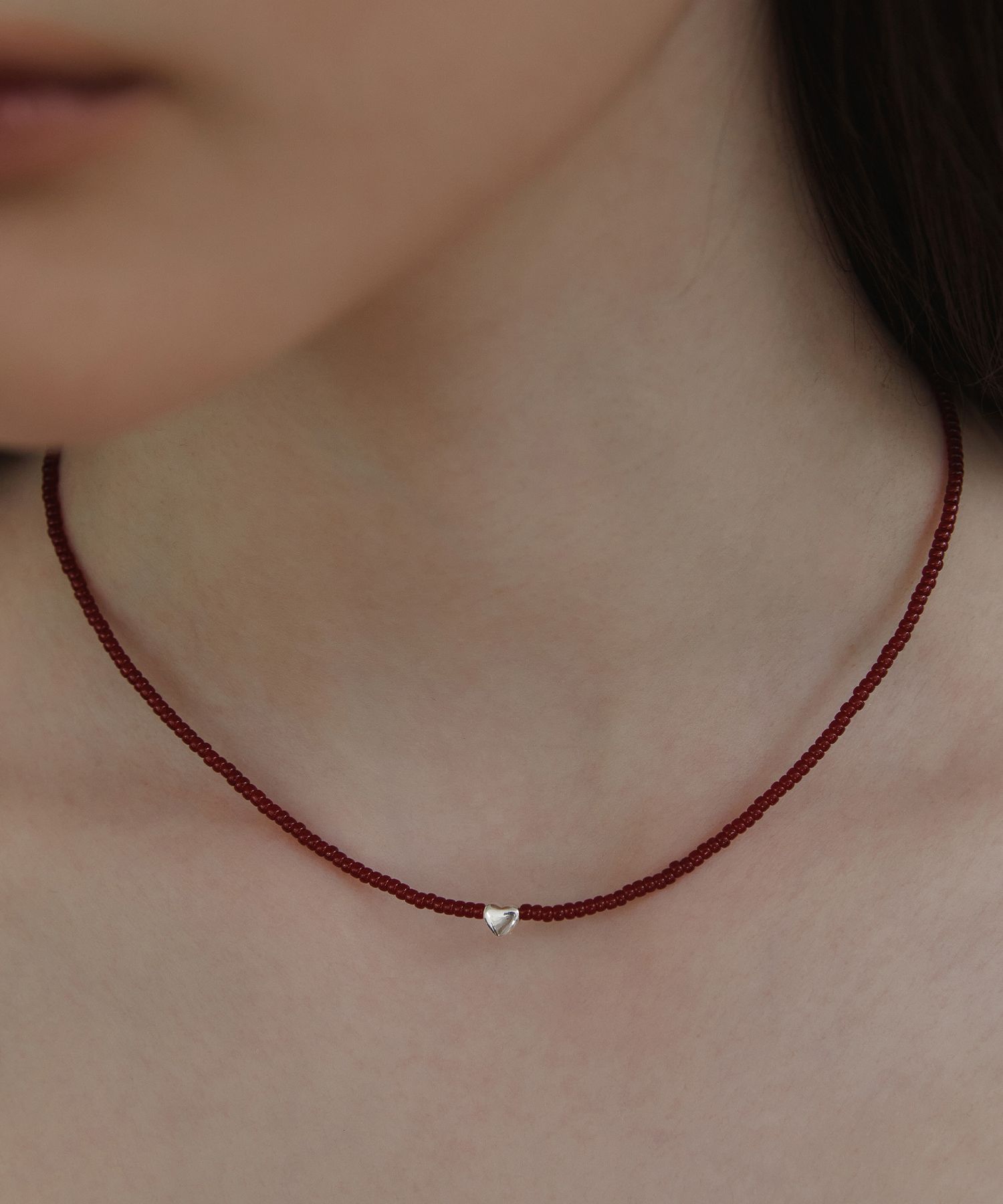 【TATIANA】Dainty Heart Beads Necklace NZ2443〜ネックレス MUSINSA | TATIANA (Silver 925) Dainty Heart Bead Necklace NZ2443