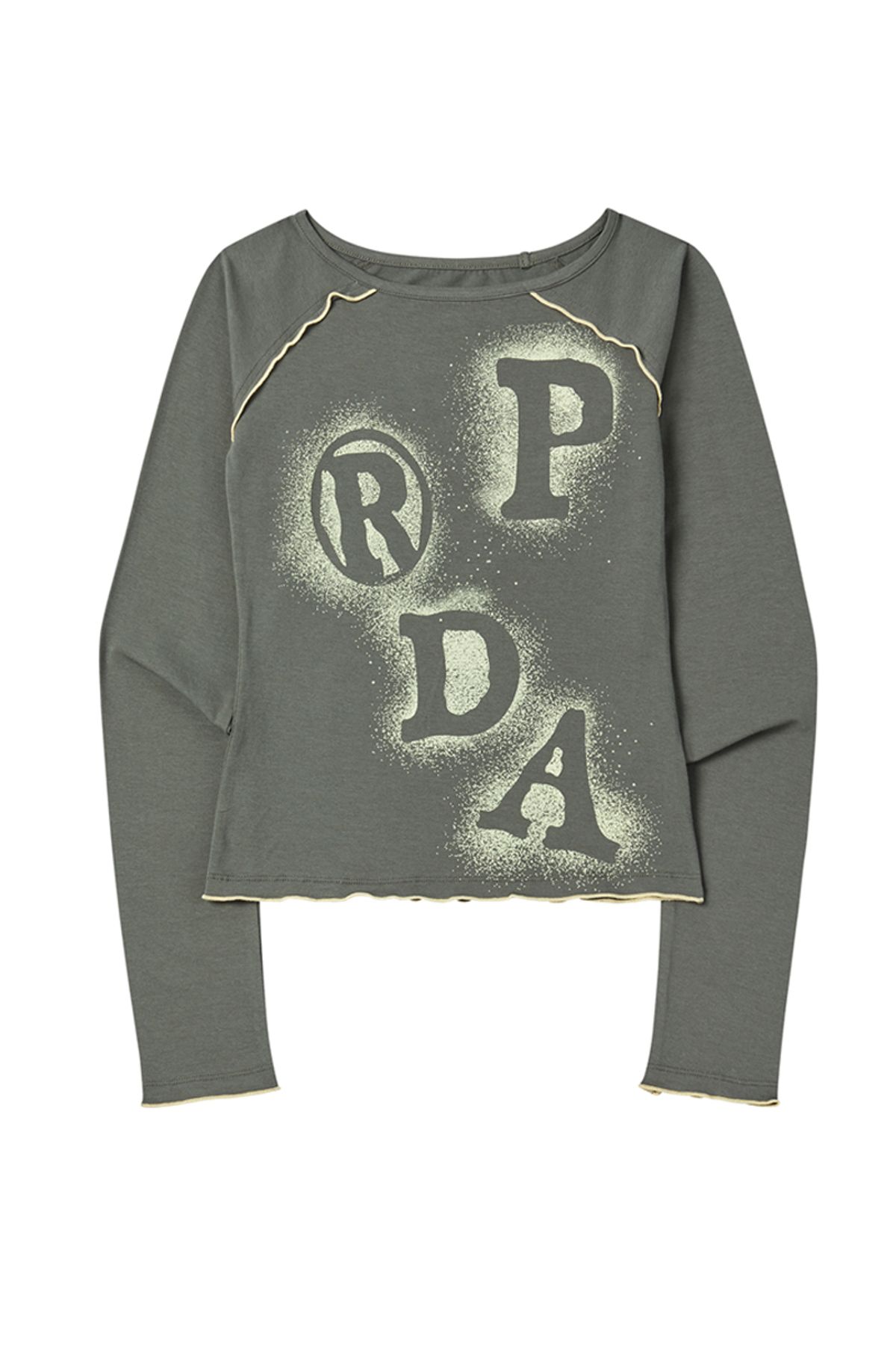 프렌다(PRENDA) BOAT NECK INTERLOCK LONG SLEEVE KHAKI